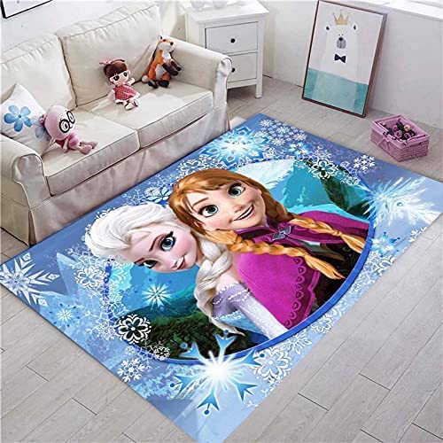 TONATO Kinderzimmer gefrorener Cartoon Teppichtür Matte Kinder Spielen Mat Anna ELSA Wohnzimmer Küche Schlafzimmer Teppich Wohnheimdekor,120 * 160cm von TONATO