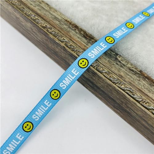 5 Yards 10 mm bedrucktes Smiley-Ripsband für Haarschleife, Hochzeit, Weihnachtsdekoration, Polyesterband, DIY, Geschenkverpackung, 08 von TONAUA