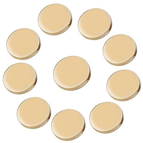 TONAUP 10PCS Metall Flache Knopf, Goldene Jeansknöpfe Runder Geformter Nähender Knopf Hemd Anzug Hose Taste Jacken Knopf (10mm) von TONAUP