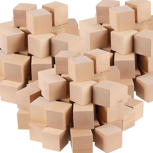 TONAUP 400 Stück Holz Würfel Deko, Kleine Holzwürfel Blanko 1x1x1cm Quadrat Würfel Natur Pädagogische Bastelwürfel Natürliche Holzblöcke Holzrohlinge zum Bemalen, Puzzles, Zahlen, DIY Handwerk von TONAUP