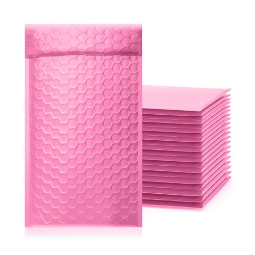 ToneSpac Luftpolster-Versandtaschen, Poly-Luftpolster-Versandtaschen, mit wasserdichten und selbstklebenden Streifen, Hot Pink, Nr. 000, 10,2 x 20,3 cm, 50 Stück von TONESPAC