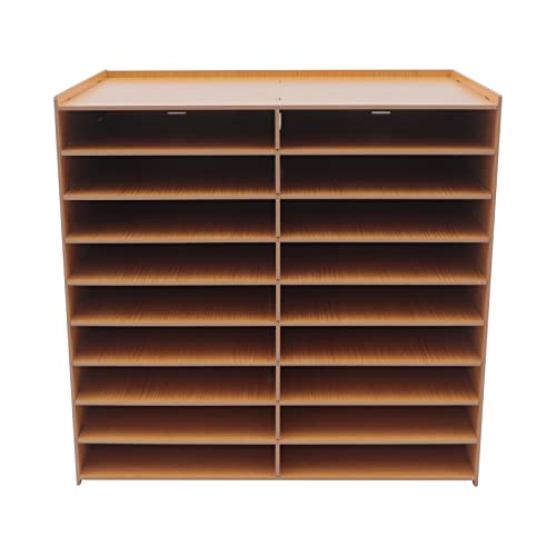 TONFEION Briefablage Holz 18 Fächer Organizer, Schubladenbox büro, Ablagesystem, Dokumentenablage Vintage Braun 51.8x33x49cm, Ablagefächer für A4-Ordner Zeitschriften Papiere und Briefe (Braun) von TONFEION