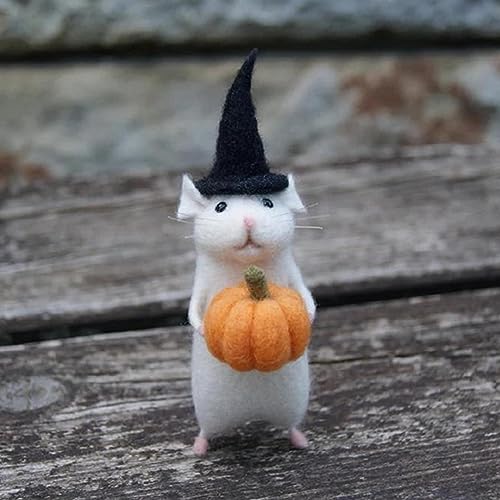 TONGFENG Halloween Maus mit Kürbis | Filzmaus Weihnachtsschmuck Maus Niedlich Handgemachte Nadel Maus Ha Filznadel | Filzmaus Halloween Ornament Weihnachtsmaus Dekorationen für Zuhause, Büro von TONGFENG