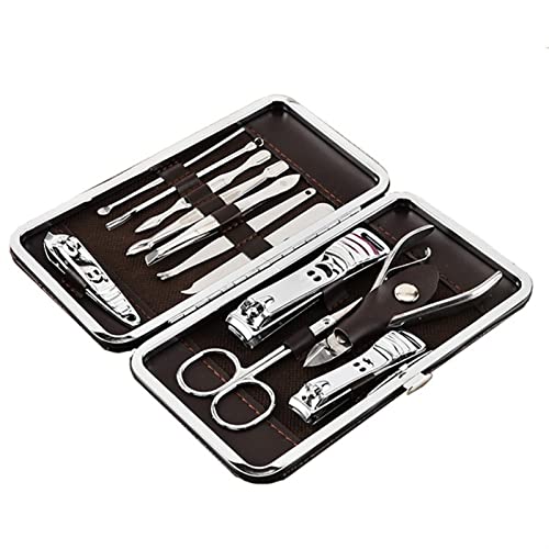 TONGQIC Nagelknipser-Set Professionelle Nagel-Kunst-Maniküre-Werkzeuge Set Nails Clipper-Schere Tweezer Messer Maniküre-Sets Fall for Nagel-Maniküre Nagelknipser-Kit(12Pcs Brown) von TONGQIC