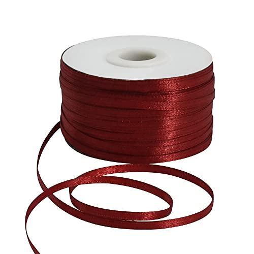 6mm x 200 m, Claret, dünnes solides Satinband doppelseitig gewebtes Bänder zum Basteln Aufhängen von Etiketten Einladungskarten Luftballons Blumenstrauß Haare Geschenkverpackung Party-Dekoration von TONIFUL