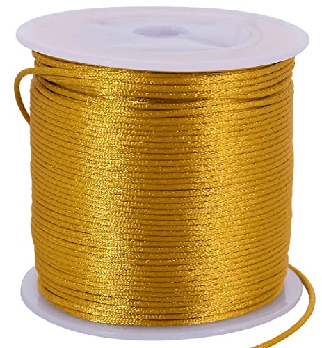 TONIFUL 1,5mm x 45m Gold Nylonschnur, Satinschnur für Armbänder, Schmuckherstellung, Rattail, Makramee, gewachste Bordüre, Halskette, Perlenfaden, Kumihimo, chinesischer Knoten von TONIFUL