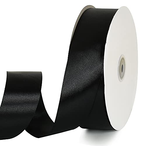 TONIFUL 1-1/2 Inch (40mm) x 100 Yards Black Wide Satin Ribbon Solid Fabric Ribbon for Gift Wrapping Chair Sash Valentine's Day Wedding Birthday Party Decoration Hair Floral Craft Sewing von TONIFUL