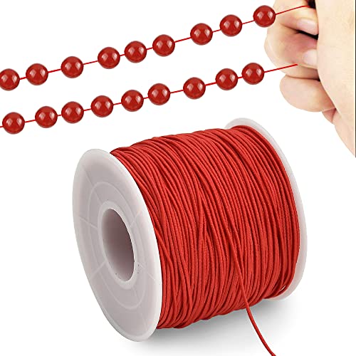 TONIFUL 1 mm x 100 m rote elastische Schnur für Armbänder und Schmuckherstellung, Dehnbare Schnur für Armbänder, Rattail-Makramee-Halsketten, große Perlenfaden, Kumihimo von TONIFUL