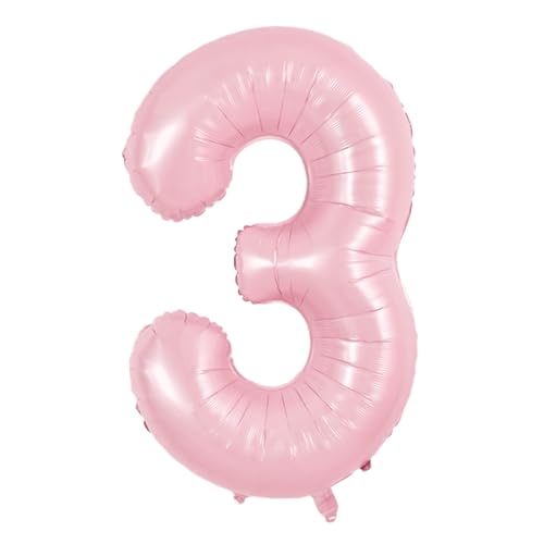 TONIFUL 101,6 cm Pastellrosa Zahl 3 Ballon mit rosa Schleife Ballon Big Pink Digital 3 Ballon für Mädchen Geburtstag Party Hochzeit Brautdusche Verlobung Jahrestag Fotoshooting Supplies von TONIFUL