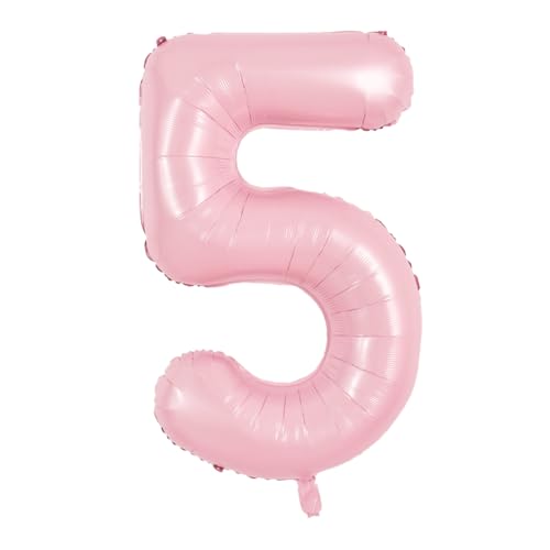 TONIFUL 101,6 cm Pastellrosa Zahl 5 Ballon mit rosa Schleife Ballon Big Pink Digital 5 Ballon für Mädchen Geburtstag Party Hochzeit Brautdusche Verlobung Jahrestag Fotoshooting Supplies von TONIFUL