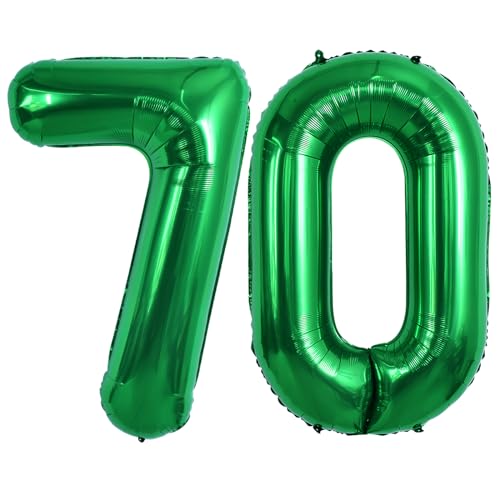 TONIFUL 101,6 cm große dunkelgrüne Zahl 70 Luftballons mit riesigen Ziffern 70 Heliumballons, Folienballons aus Mylar, große Zahlenballons für 70. Geburtstag, Party, 70. Jahrestag, Dekorationen von TONIFUL