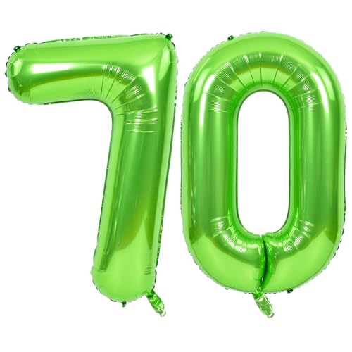 TONIFUL 101,6 cm große grüne Zahl 70 Luftballons mit riesiger Ziffer 70 Heliumballons, Folien-Mylar-Ballons für 70. Geburtstag, Party, 70. Jahrestag, Dekoration, 101,6 cm von TONIFUL