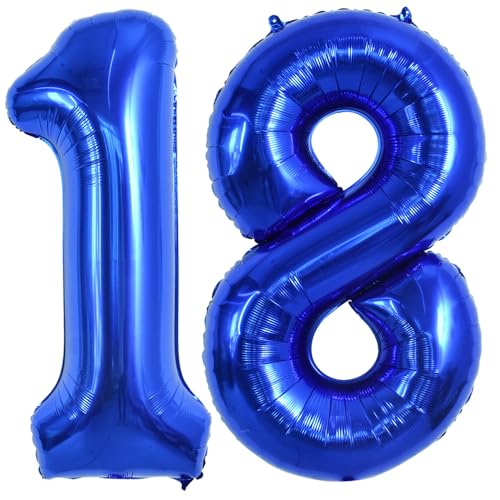 TONIFUL 101,6 cm große marineblaue Luftballons mit Zahl 18 oder 81 Heliumballons, Folien-Mylar-Ballons für 18. oder 81. Geburtstag, Party, 18. oder 81. Jahrestag, Zubehör, Dekorationen von TONIFUL