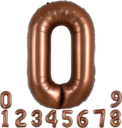 TONIFUL 101,6 cm großer Ballon mit großen Zahlen, 0–9, Geburtstagsparty-Dekorationen, große Schokolade, Zahl 0, Folienballon Digital 0, für Geburtstagsparty, Brautparty, Verlobung, Jahrestag, von TONIFUL