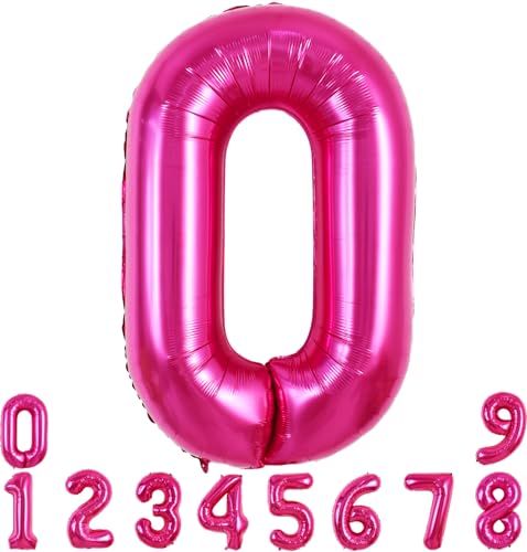 TONIFUL 101,6 cm großer Zahlenballon 0–9, Geburtstagsparty-Dekorationen, Folien-Mylar-Ballon mit großer Zahl 0, für Geburtstagsparty, Hochzeit, Brautparty, Verlobung, Abschlussfeiern, Jahrestag von TONIFUL