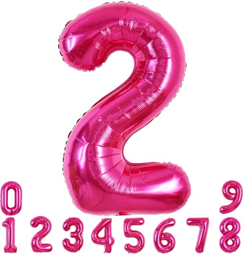 TONIFUL 101,6 cm großer Zahlenballon 0–9, Geburtstagsparty-Dekorationen, Folienballon mit großen Zahlen 2, für Geburtstagsparty, Hochzeit, Brautparty, Verlobung, Abschlussfeiern, Jahrestag von TONIFUL