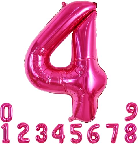 TONIFUL 101,6 cm großer Zahlenballon 0–9, Geburtstagsparty-Dekorationen, Folienballon mit großen Zahlen 4, für Geburtstagsparty, Hochzeit, Brautparty, Verlobung, Abschlussfeiern, Jahrestag von TONIFUL