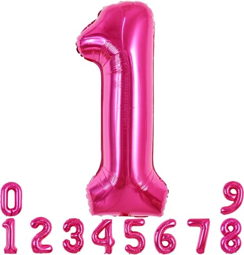 TONIFUL 101,6 cm großer Zahlenballon 0–9, Geburtstagsparty-Dekorationen, Folienballon mit großer Zahl 1, digital, für Geburtstagsparty, Hochzeit, Brautparty, Verlobung, Abschlussfeiern, Jahrestag von TONIFUL