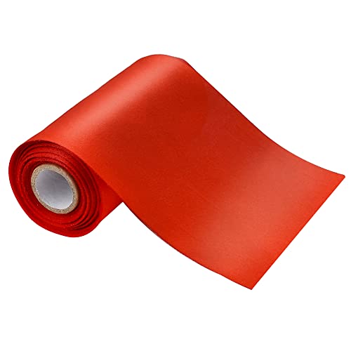 TONIFUL 10cm x 10M rotes ​band breit geschenkband große schleife satinband für auto Bogen Große Eröffnungszeremonie Schleifen Dach- und Außendekoration Partydekoration Stuhl Hochzeit Der Valentinstag von TONIFUL