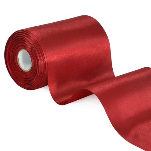 TONIFUL 10cm x 10m Claret Dunkles Rot Breit Satinband Farbige Stoffband für Geschenkband Öffnen des Schleifen Große Öffnung der Bänder Den Stuhl Hochzeit Party Dekoration Valentinstag Auto Weihnachten von TONIFUL