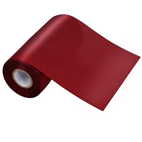 TONIFUL 10cm x 10m Claret Dunkles Rot Breit Satinband Farbige Stoffband für Geschenkband Öffnen des Schleifen Große Öffnung der Bänder Den Stuhl Hochzeit Party Dekoration Valentinstag Auto Weihnachten von TONIFUL