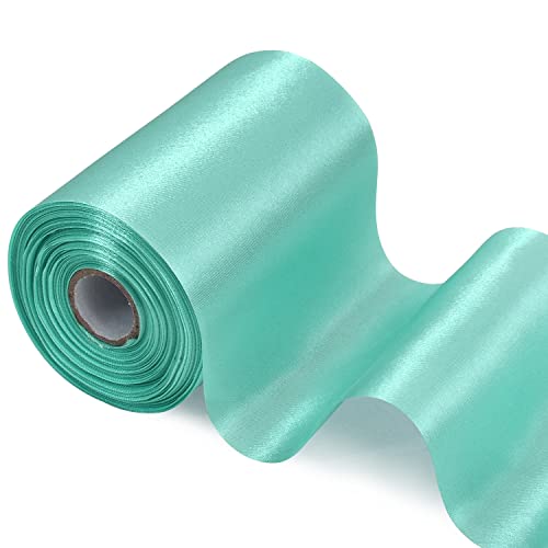 TONIFUL 10cm x 20M Aqua Blue ​band breit geschenkband große schleife satinband für auto Bogen Große Eröffnungszeremonie Schleifen Dach Außendekoration Partydekoration Stuhl Hochzeit Der Valentinstag von TONIFUL