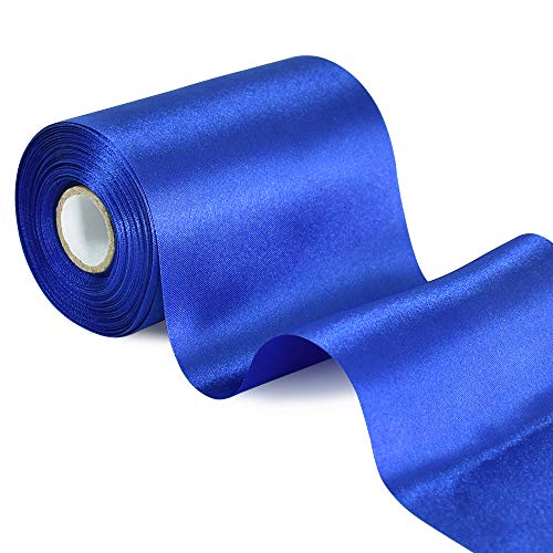 TONIFUL 10cm x 20M Blau ​Band breit geschenkband große Schleife Satinband für Auto Bogen Große Eröffnungszeremonie Schleifen Dach- und Außendekoration Partydekoration Stuhl Hochzeit Der Valentinstag von TONIFUL