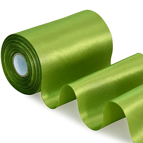 TONIFUL 10cm x 20M Grasgrün ​band breit geschenkband große schleife satinband für auto Bogen Große Eröffnungszeremonie Schleifen Partydekoration Stuhl Hochzeit Der Valentinstag Weihnachten von TONIFUL