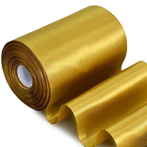 TONIFUL 10cm x 20M Tiefes Gold ​band breit geschenkband große schleife satinband für auto Bogen Große Eröffnungszeremonie Schleifen Partydekoration Stuhl Hochzeit Der Valentinstag Weihnachten von TONIFUL