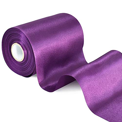 TONIFUL 10cm x 20m Dunkles Purpur Violett Breit Satinband Farbiges Stoffband für Geschenkband Öffnen des Schleifen Große Öffnung der Bänder Den Stuhl Hochzeit Party Dekoration Valentinstag Weihnachten von TONIFUL