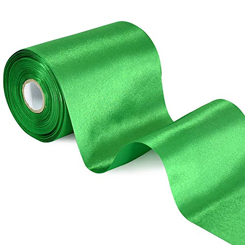 TONIFUL 10cm x 20m Grün Breit Satinband Farbiges Stoffband für Geschenkband Öffnen des Schleifen Große Öffnung der Bänder Den Stuhl Hochzeit Party Dekoration Valentinstag Auto Weihnachten von TONIFUL