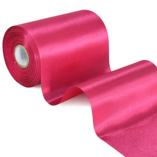 TONIFUL 10cm x 20m Rosa Rot Pink Breit Satinband Farbiges Stoffband für Geschenkband Öffnen des Schleifen Große Öffnung der Bänder Den Stuhl Hochzeit Party Dekoration Valentinstag Auto Weihnachten von TONIFUL