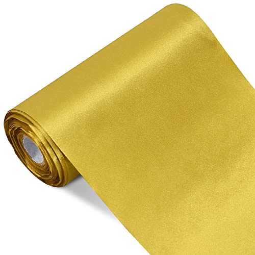 TONIFUL 15,2 cm x 22 m breites dunkelgoldenes Satinband, solides Stoffband zum Schneiden, Nähen, Zeremonie, Party-Dekoration, Stuhlschärpe, Tischläufer, Autoschleifen, Innen- und Außenbereich, von TONIFUL