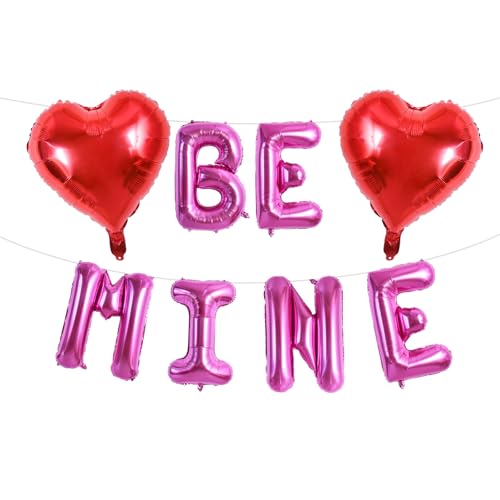 TONIFUL 16 Zoll Hot Pink Be Mine Buchstaben Ballons Valentinstag Folie Alphabet Ballons Banner Herz Ballons für Romantische Valentinstag Hochzeit Brautdusche Jahrestag Verlobung Party Supplies von TONIFUL