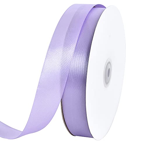 TONIFUL 2,5 cm x 91,4 m hellviolettes Satinband, dünnes einfarbiges Satinband für Geschenkverpackungen, Basteln, Haarschleifen, Hochzeitsfeierdekoration, Einladungskarten, Blumensträuße, Weihnachten von TONIFUL