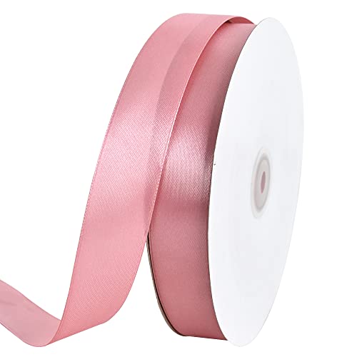 TONIFUL Satinband in Rotgold, 2,5 cm x 91,4 m, dünnes, einfarbiges Satinband für Geschenkverpackungen, Basteln, Haarschleifen, Hochzeitsdekoration, Einladungskarten, Blumensträuße, Weihnachten von TONIFUL