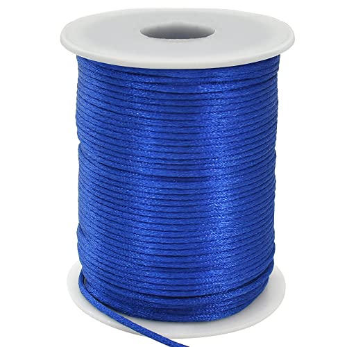 TONIFUL 2mm x 110 Meter königsblaue Nylonschnur Satinschnur für Armband, Schmuckherstellung, Rattail, Makramee, gewachste Kordel, Halskette, Perlenfaden, Kumihimo, chinesischer Knoten, Handwerk von TONIFUL