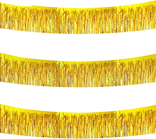 TONIFUL 3-Pakete Metallic Folie Fringe Girlande Gold Wand Hängende Lametta Fringe Banner für Auto Parade Schwimmt Brautdusche Hochzeit Geburtstag Oster Graduation von TONIFUL