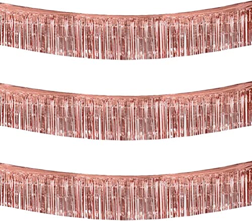 TONIFUL 3-Pakete Metallic Folie Fringe Girlande Rose Gold Wand Hängende Lametta Fringe Banner für Auto Parade Schwimmt Brautdusche Hochzeit Geburtstag Oster Graduation von TONIFUL