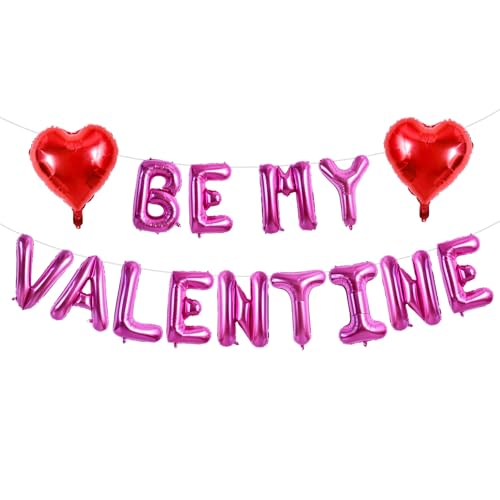 TONIFUL 40,6 cm (16 Zoll) Hot Pink Be My Valentine Brief Ballons Valentinstag Folie Alphabet Ballons Banner für Romantische Valentinstag Hochzeit Brautdusche Jahrestag Verlobung Party Supplies von TONIFUL