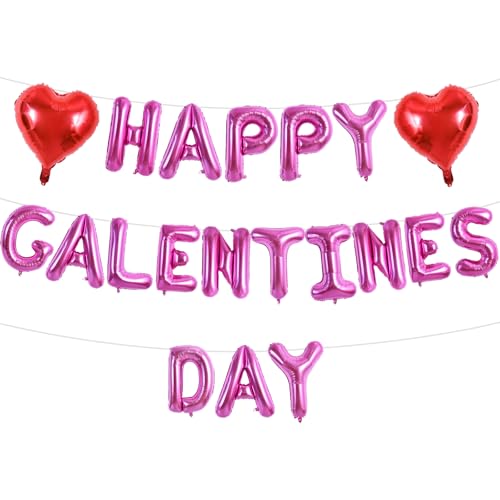 TONIFUL 40,6 cm Rose Rot Happy Galentines Day Brief Ballons Valentinstag Folie Alphabet Ballons Banner für Valentinstag Hochzeit Jahrestag Verlobung Damen Mädchen Party Supplies von TONIFUL