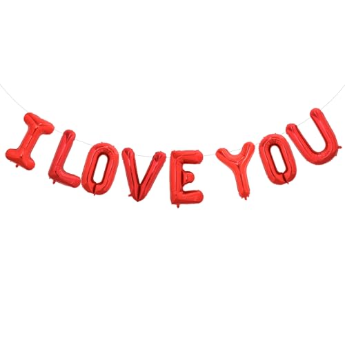 TONIFUL 40,6 cm große Luftballons mit Aufschrift "I Love You", Valentinstagsdekoration, Buchstaben-Folienballons, perfekt für romantischen Valentinstag, Hochzeit, Brautparty, Jahrestag, Verlobung, von TONIFUL