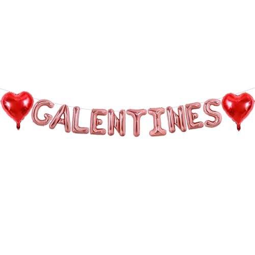 TONIFUL 40,6 cm große rotgoldene Galentinen-Buchstabenballons Valentinstag Folien-Alphabet-Ballons Banner für Galentines Tag Hochzeit Brautdusche Jahrestag Verlobung Damen Mädchen Party Supplies von TONIFUL