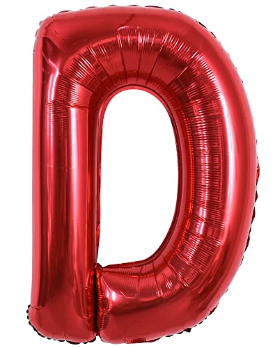 TONIFUL 40 Zoll große leuchtend rote Buchstabenballons A-Z, riesige Heliumfolie großer Buchstabe D Ballon für Geburtstagsfeier Jahrestag Hochzeit Dekoration. von TONIFUL