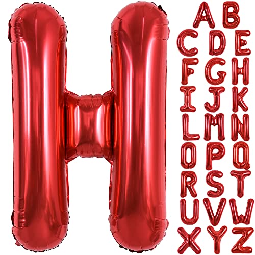 TONIFUL 40 Zoll große leuchtend rote Buchstabenballons A-Z, riesige Heliumfolie großer Buchstabe H Ballon für Geburtstagsfeier Jahrestag Hochzeit Dekoration. von TONIFUL