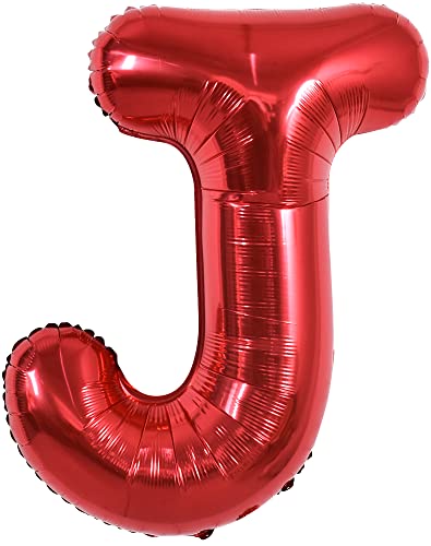 TONIFUL 40 Zoll große leuchtend rote Buchstabenballons A-Z, riesige Heliumfolie großer Buchstabe J Ballon für Geburtstagsfeier Jahrestag Hochzeit Dekoration. von TONIFUL