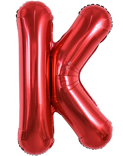 TONIFUL 40 Zoll große leuchtend rote Buchstabenballons A-Z, riesige Heliumfolie großer Buchstabe K Ballon für Geburtstagsfeier Jahrestag Hochzeit Dekoration. von TONIFUL