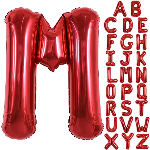 TONIFUL 40 Zoll große leuchtend rote Buchstabenballons A-Z, riesige Heliumfolie großer Buchstabe M Ballon für Geburtstagsfeier Jahrestag Hochzeit Dekoration. von TONIFUL