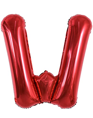 TONIFUL 40 Zoll große leuchtend rote Buchstabenballons A-Z, riesige Heliumfolie großer Buchstabe W Ballon für Geburtstagsfeier Jahrestag Hochzeit Dekoration. von TONIFUL