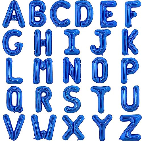 TONIFUL 52 Stück 16 Zoll Blaue Buchstabe A-Z Ballons Benutzerdefinierte Phrase Mylar Folie Alphabet Erstellen Sie Ihr Eigenes Banner für Geburtstag Jubiläum Feier Graduierung Party Supplies von TONIFUL